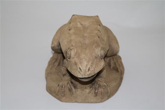 A Royal Doulton stoneware frog fountain-head, early 20th century, length 23.5cm